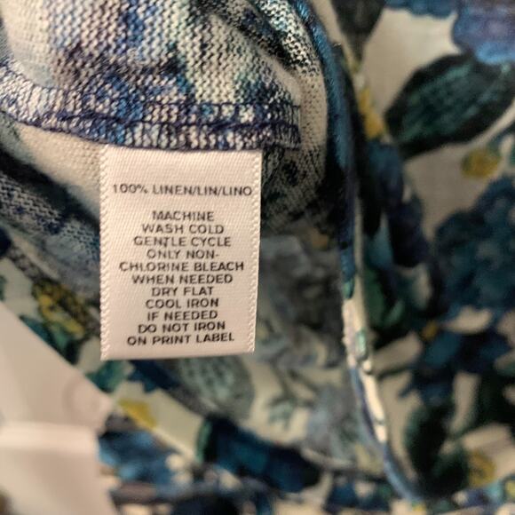 Loft Women's Euro Summer Linen Skirt Set Petite Size SP Blue Floral Travel Beach - Picture 6 of 7